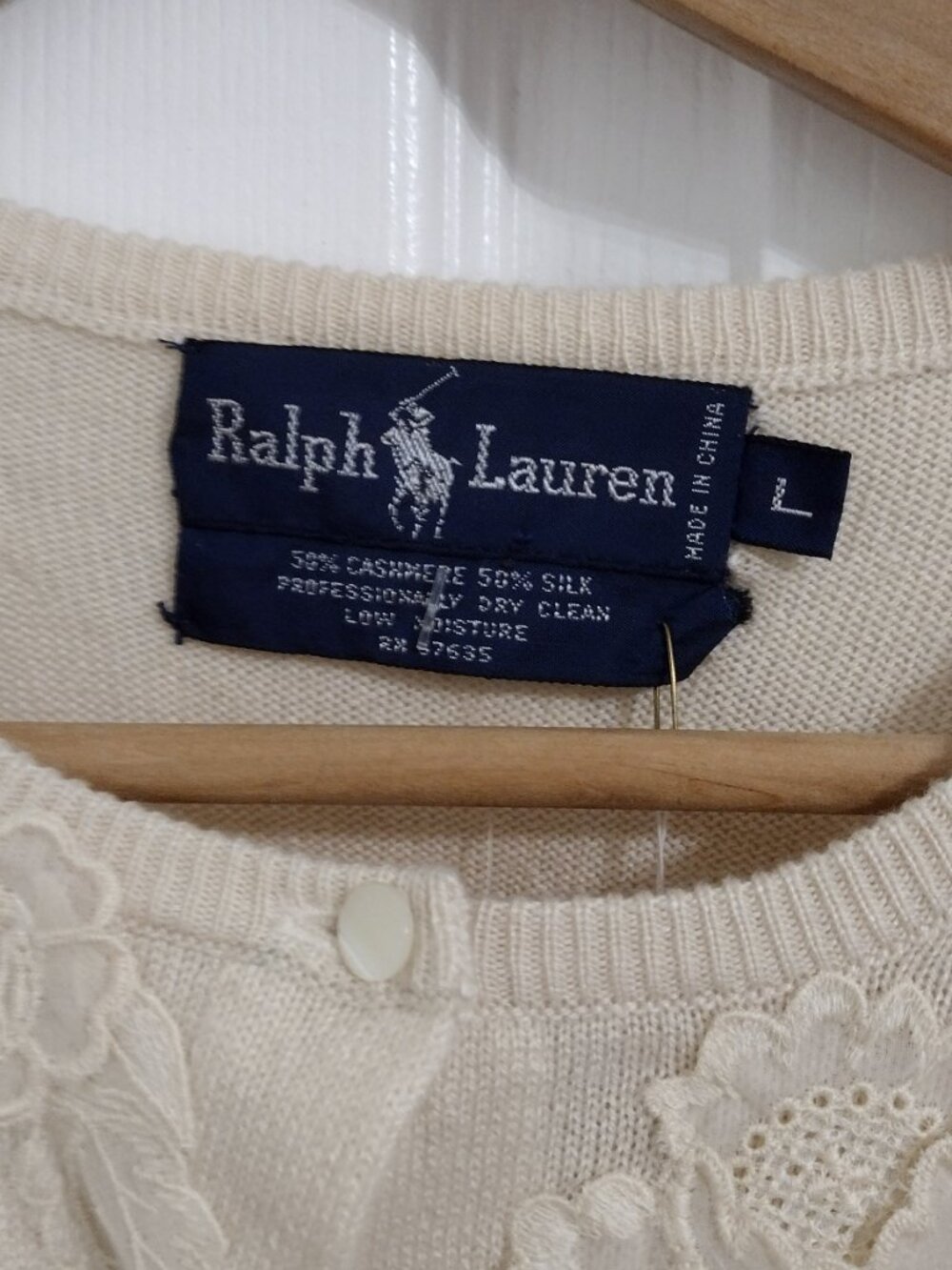 Vintage Ralph Lauren Blue Label Cashmere Silk Cardigan Sweater Women's Large NWT - Picture 5 of 11